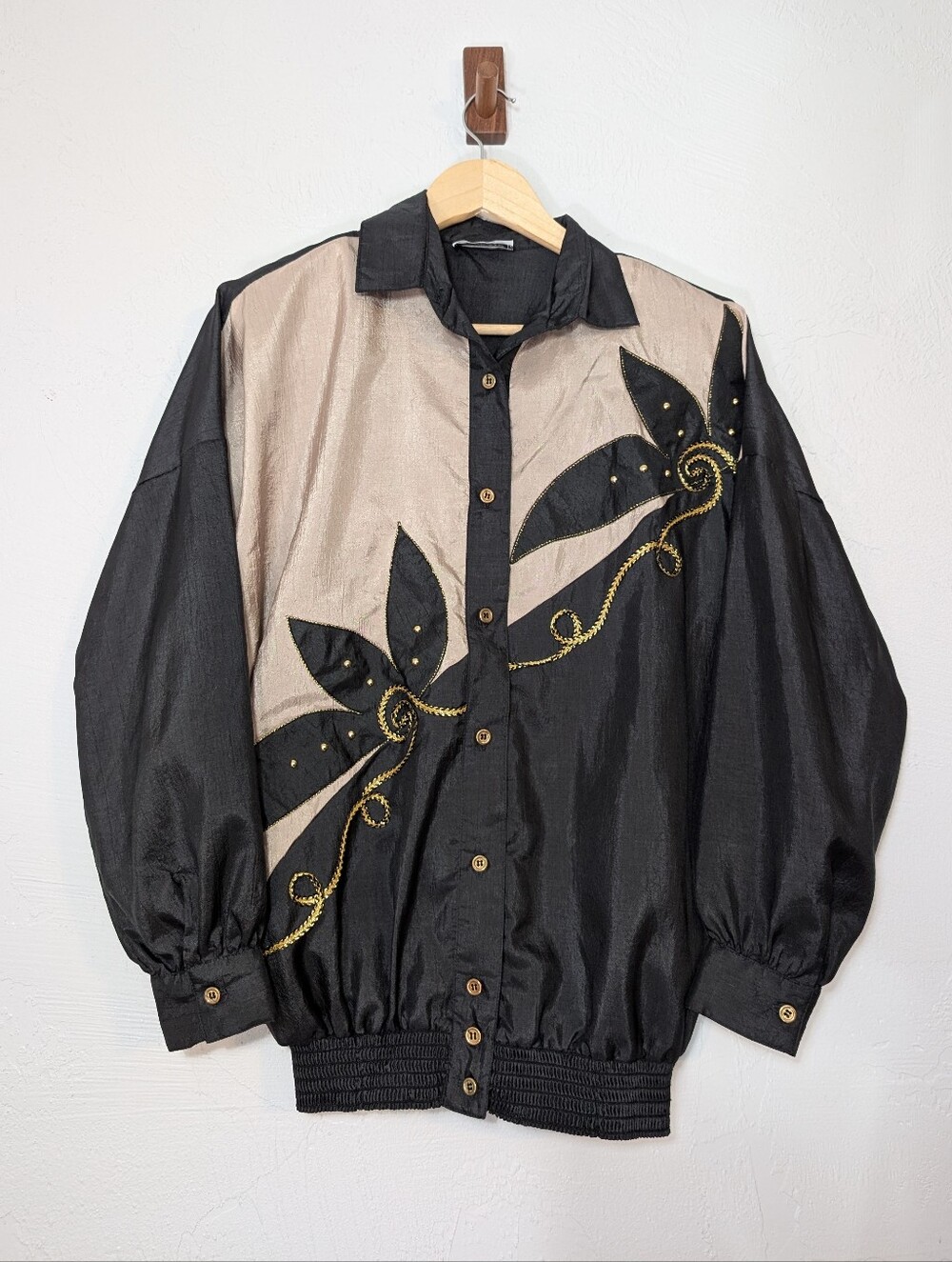Vintage Black Tan Windbreaker Eclectic Grandpa Statement Maximalist Unique